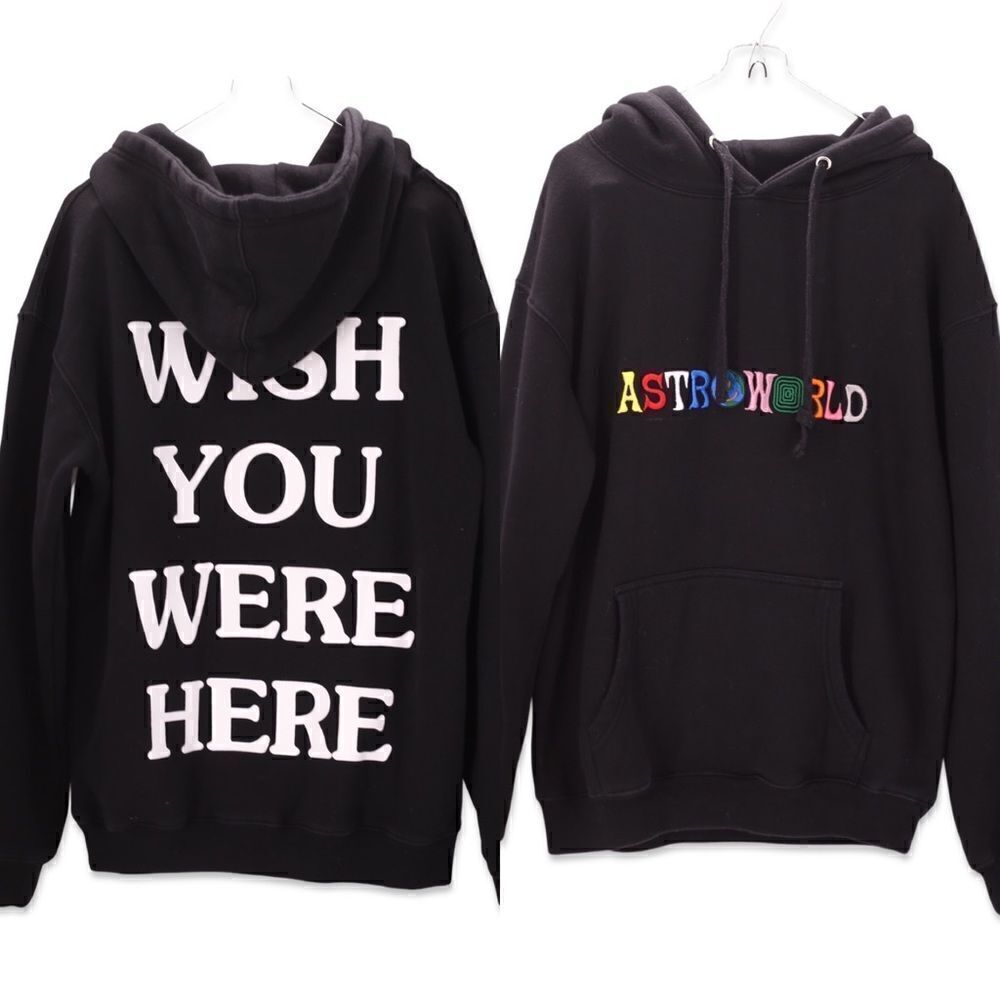 TRAVIS SCOTT ASTROWORLD Wish You Were Here Pullover Hoodie black sz S